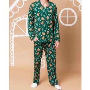 Bums & Roses Bake It Happen Men's Green Gingerbread Holiday Pajama Set 2XL